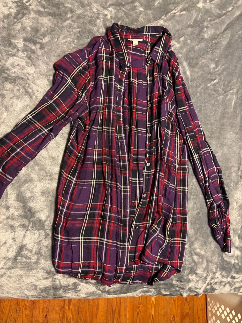 Purple & Red Plaid Button-Up Shirt